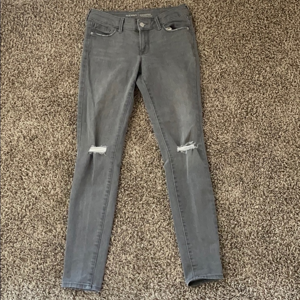Gray Low Rise Rockstar Jeans